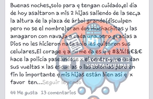 Denuncian robo Denuncian robo