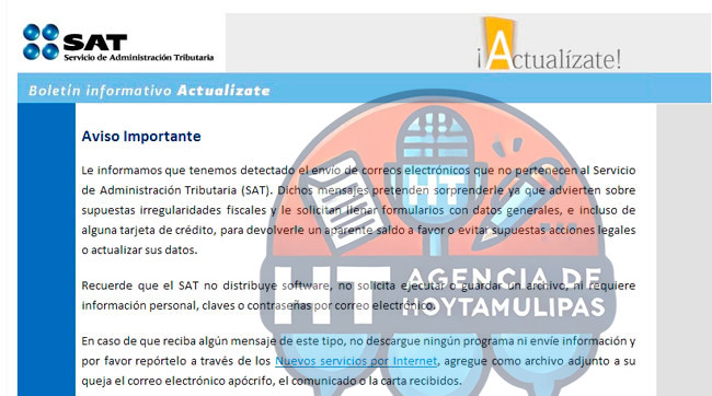 Detecta SAT Tamaulipas 28 direcciones de correo electr�nico falsos 