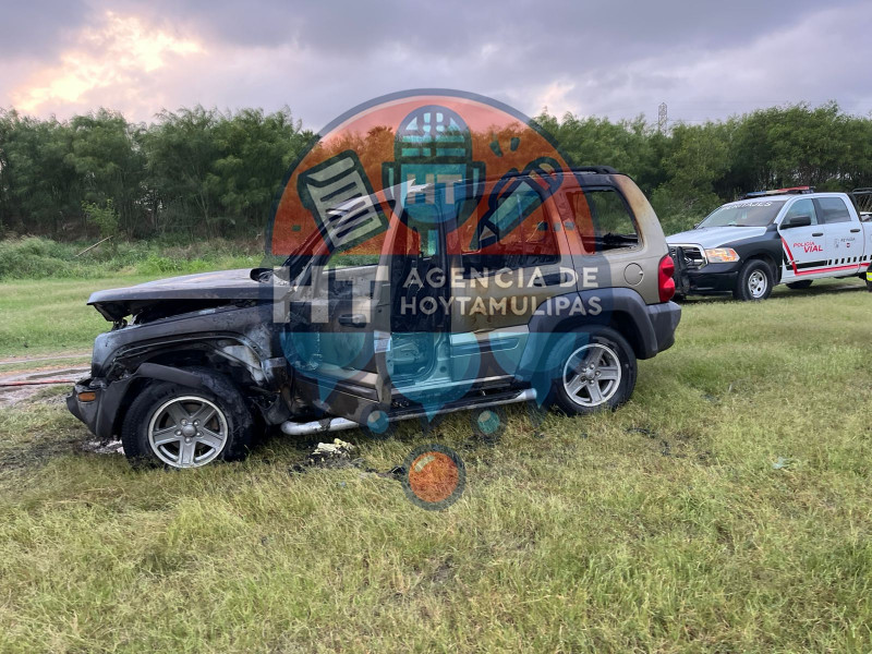 Camionta incendiada en Reynosa